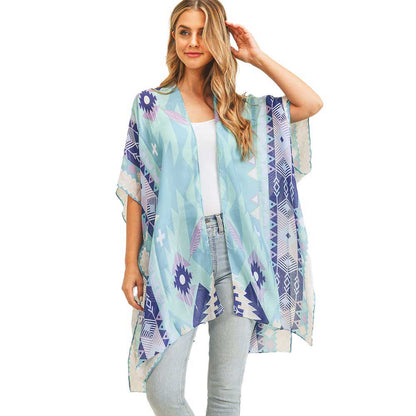 Tribal Patterned Cover Up Kimono Poncho