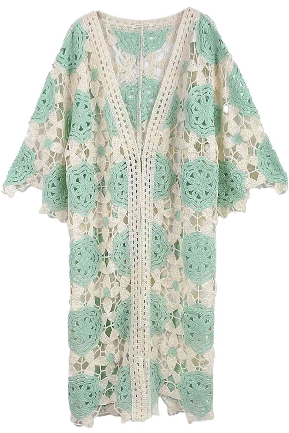 Flower Tow Tone Crochet Cardigan