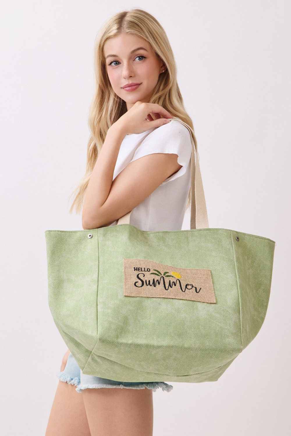 Shoulder & Bucket Style HELLO SUMMER Canvas Bag