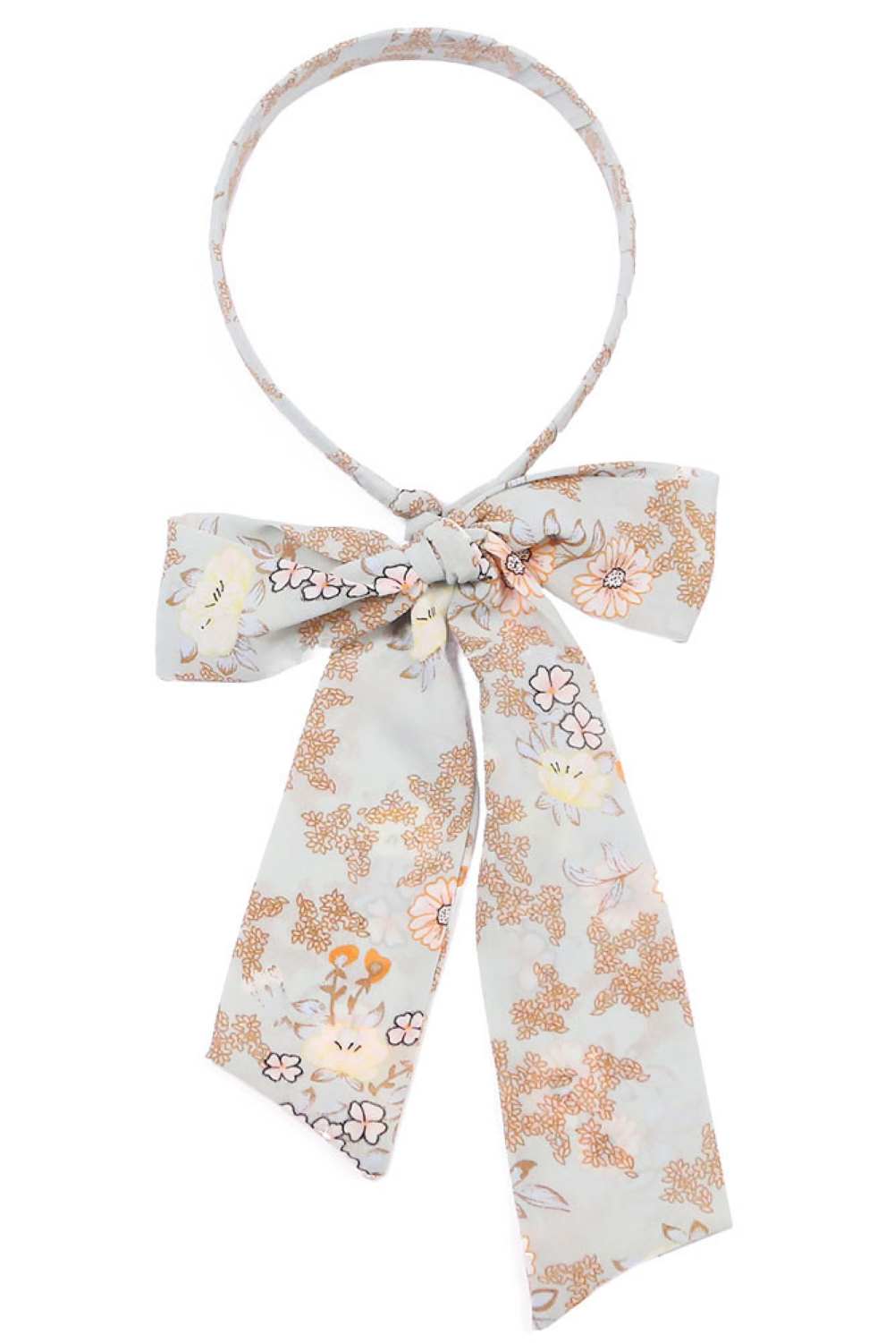 Floral print head band with ponytail