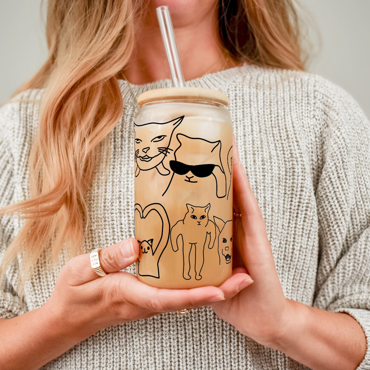 Iconic Meme Cats Glass Cups