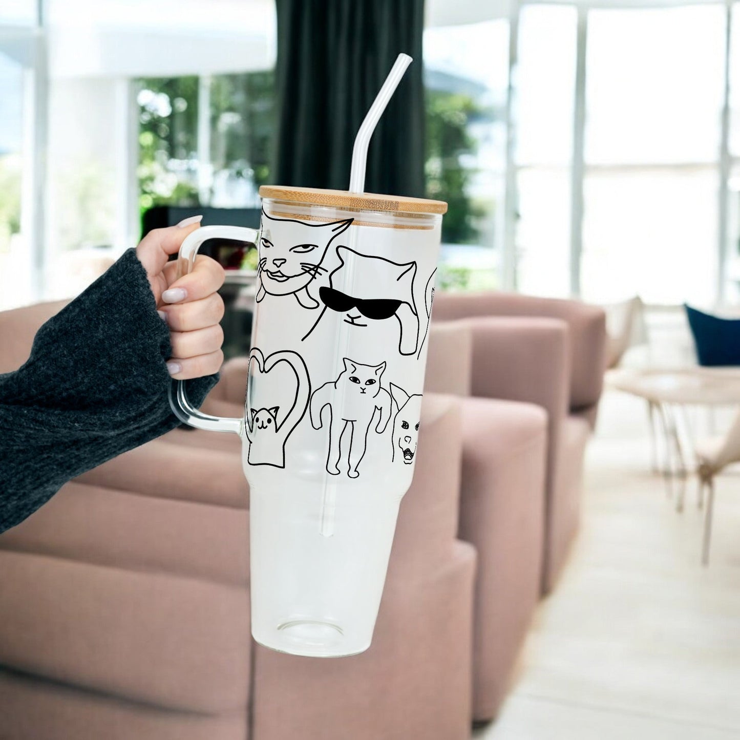 Iconic Meme Cats Glass Cups