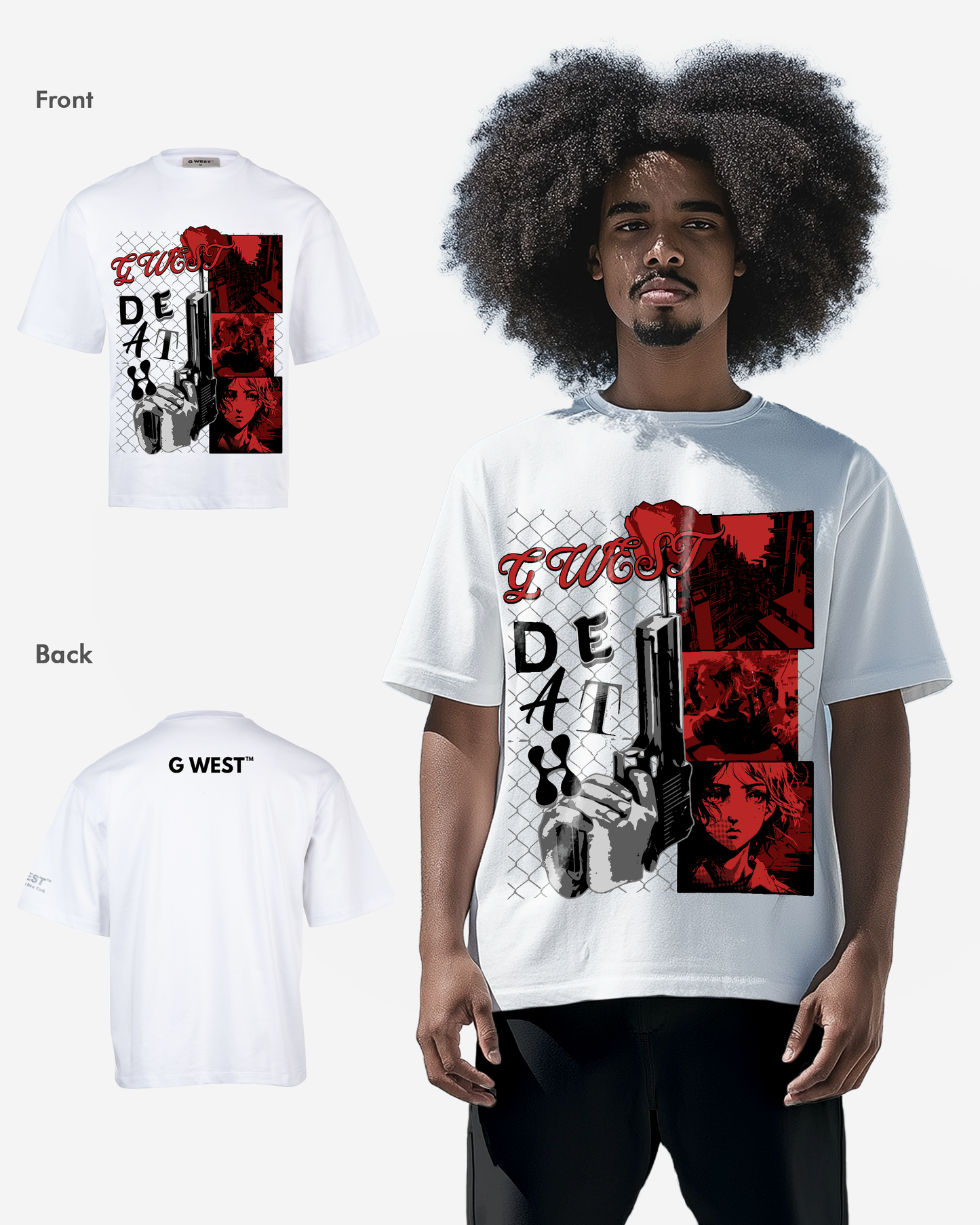 G WEST DEATH OVERSIZED T-Shirt Mens