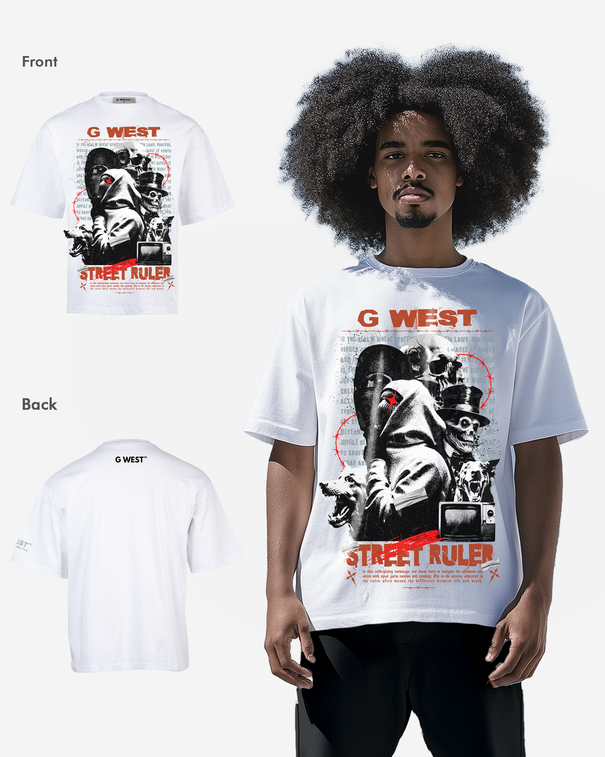 G WEST STREET RULER OVERSIZED T-Shirt Mens