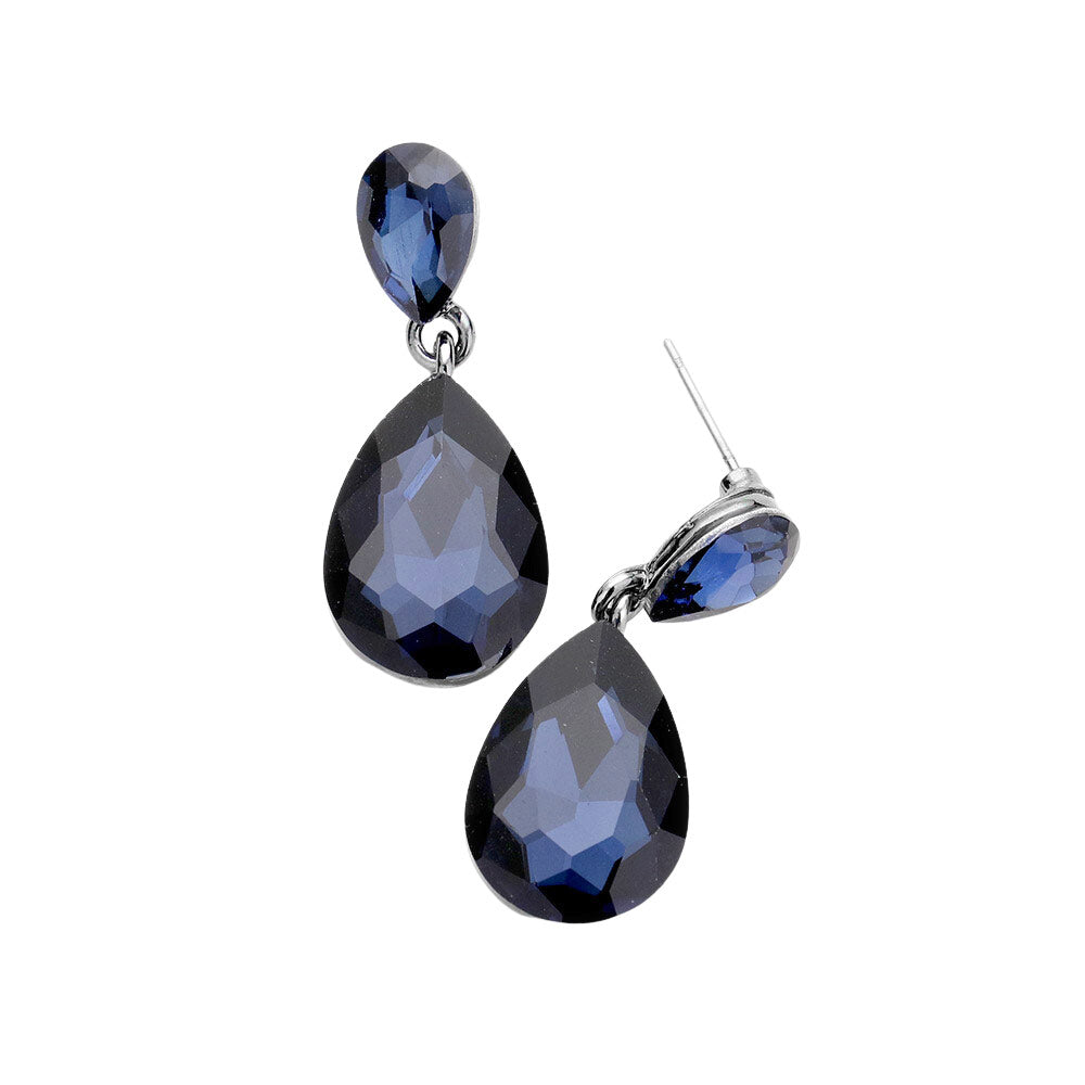 Women's Glass Crystal Teardrop Dangle Earrings