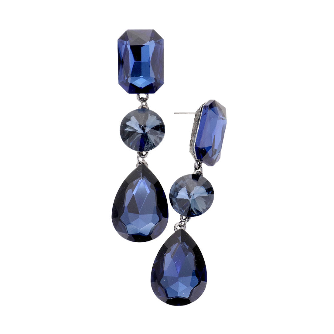 Triple Crystal Rhinestone Evening Earrings