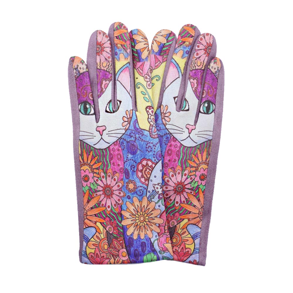 Cat Printed Smart Gloves