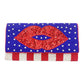 American USA Flag Lips Seed Beaded Clutch Crossbody Bag