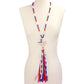 American USA Flag Texas State Map Mesh Fabric Tassel Link Necklace