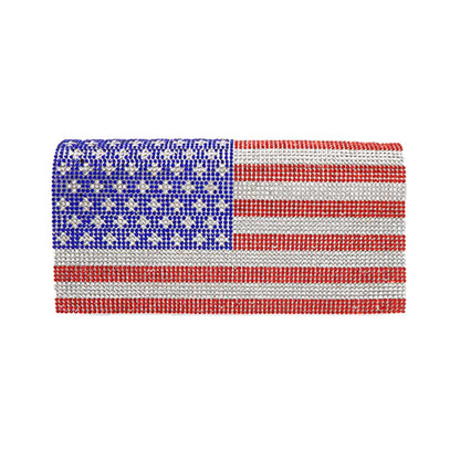 Bling American USA Flag Evening Clutch Crossbody Bag