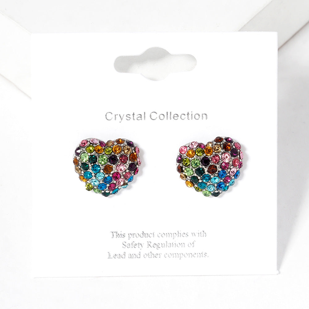 Crystal Pave Heart Stud Earrings