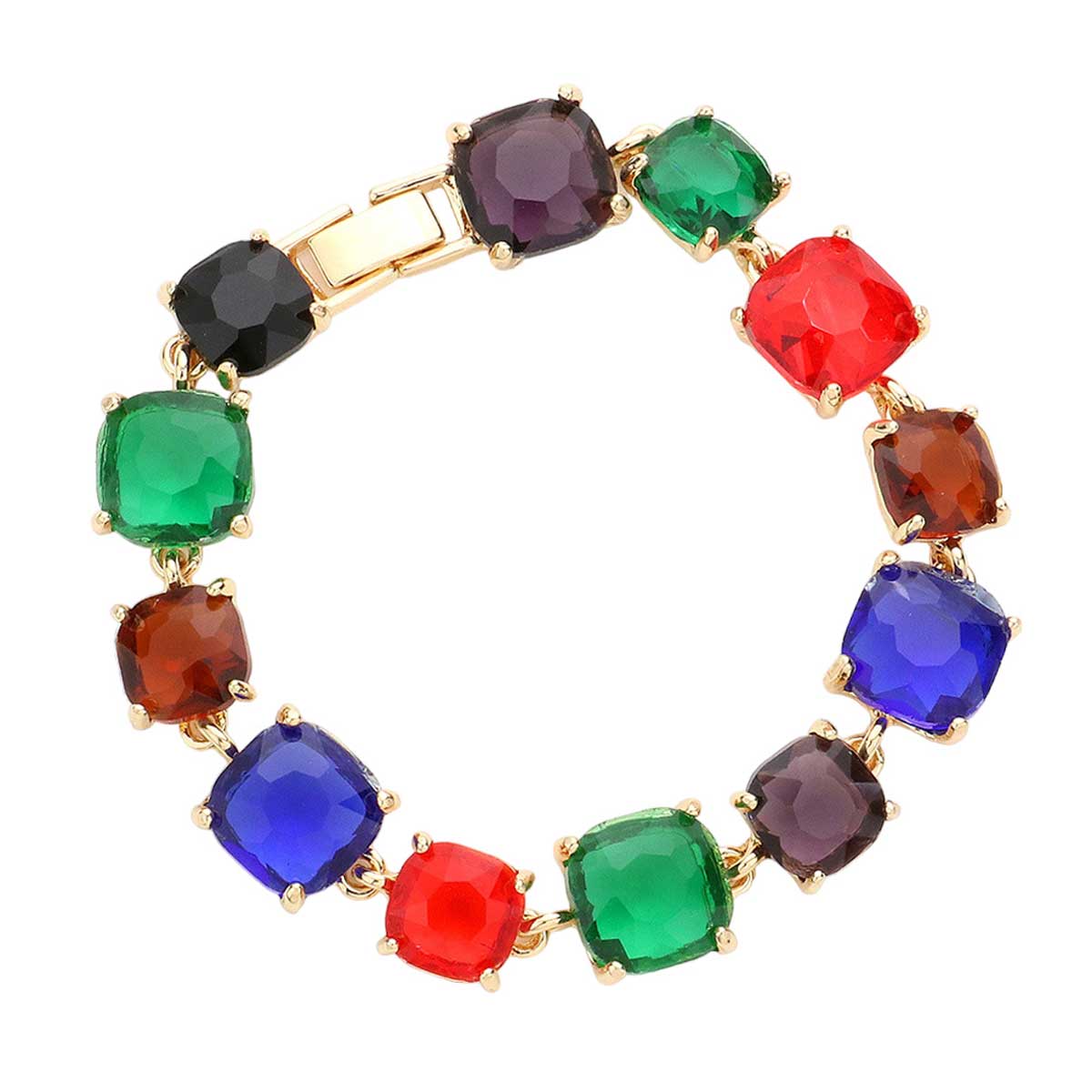 Women's Cushion Square Stone Link Evening Bracelet
