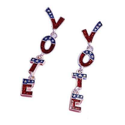 Enamel Glittered VOTE Message Link Dropdown Earrings