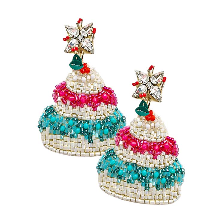 Felt Back Beaded Cake Dangle Earrings