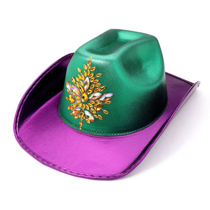 Marquise Stone Embellished Mardi Gras Fedora Hat