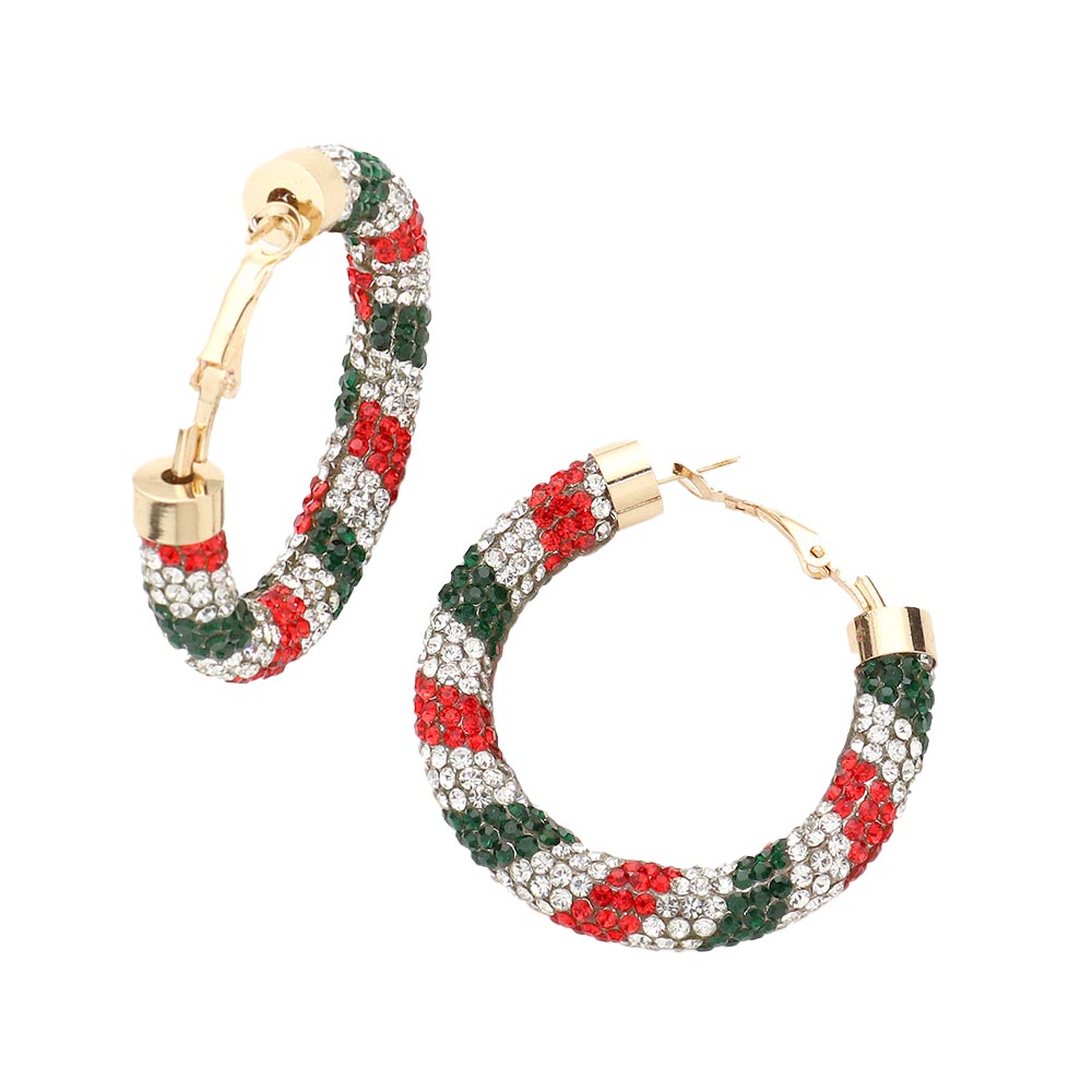 Rhinestone Pave Hoop Earrings