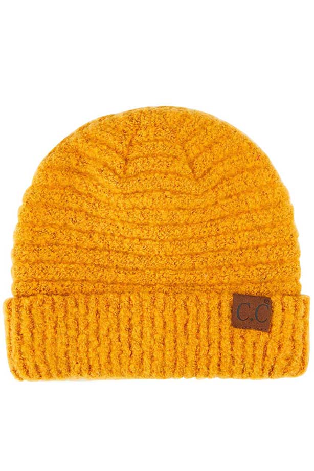 C.C Solid Boucle Yarn Beanie Hat with Cuff