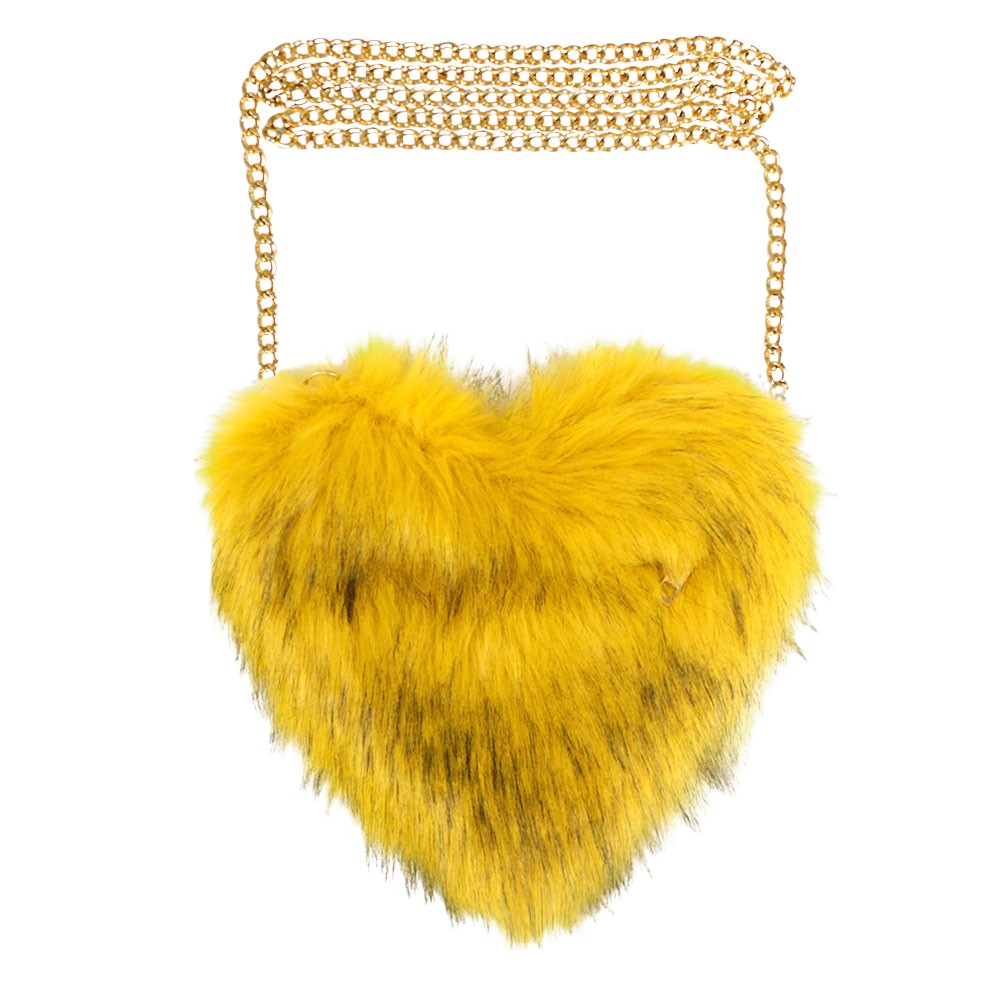 Faux Fur Heart Crossbody Bag
