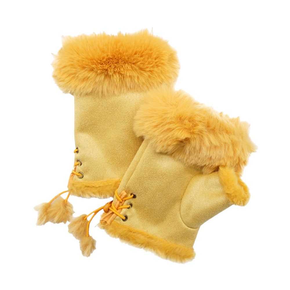 Faux Fur Trim Fingerless Gloves