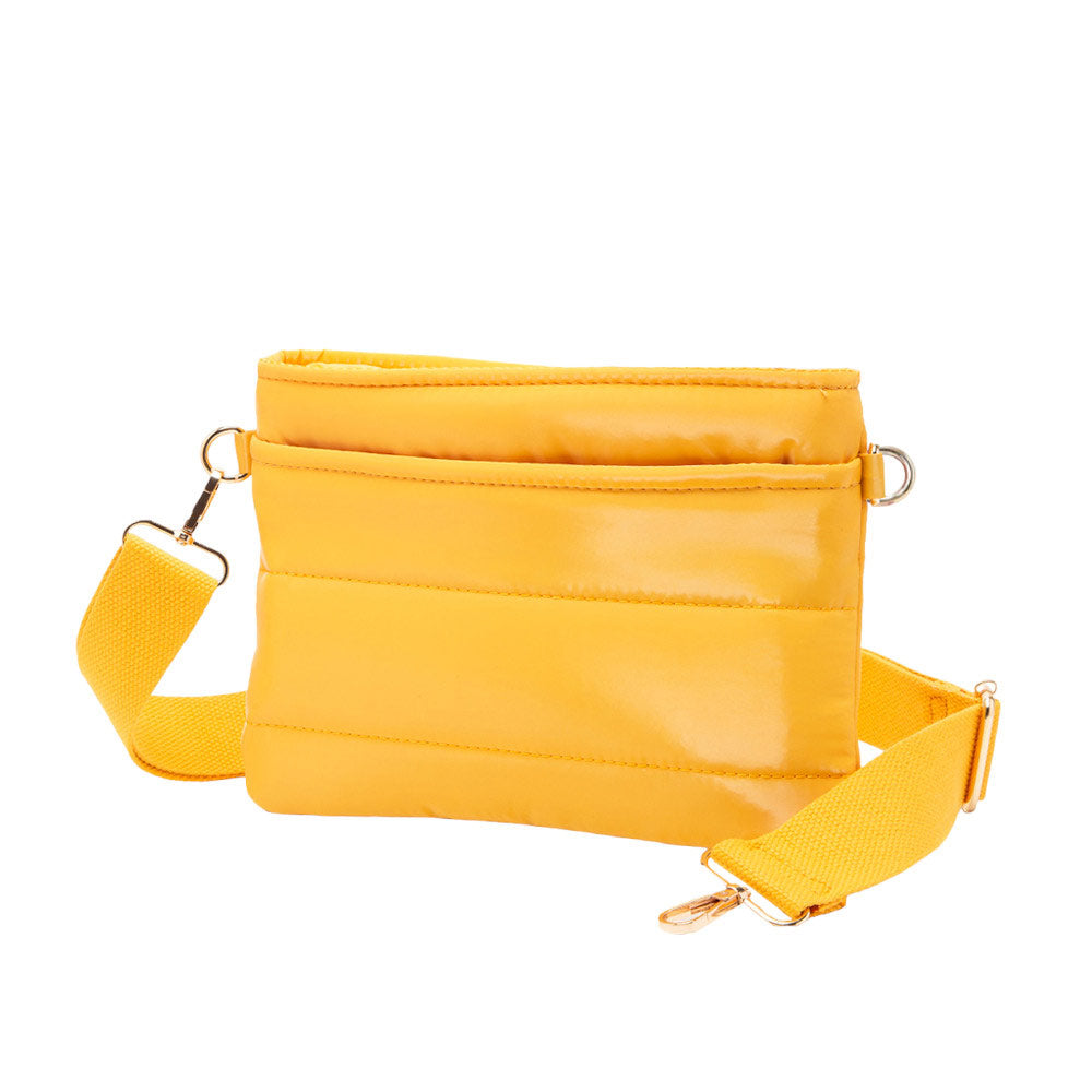 Glossy Solid Puffer Crossbody Bag