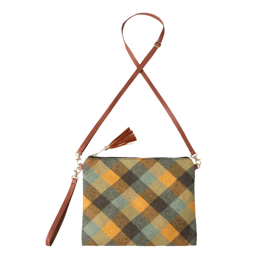 Bolso cruzado de mano con estampado de cuadros escoceses