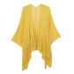 Solid Knitted Mesh Trimmed Ruana