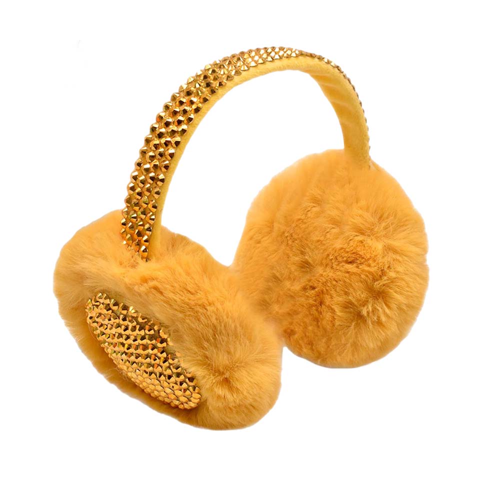 Studded Fluffy Plush Fur Foldable Earmuff