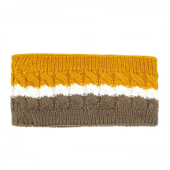 Triple Colored Cable Knit Fleece Headband Earwarmer Earmuff