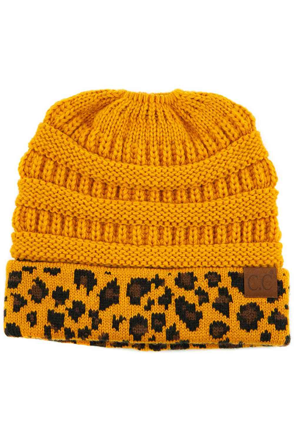 C.C Leopard Cuff Ribbed Beanie