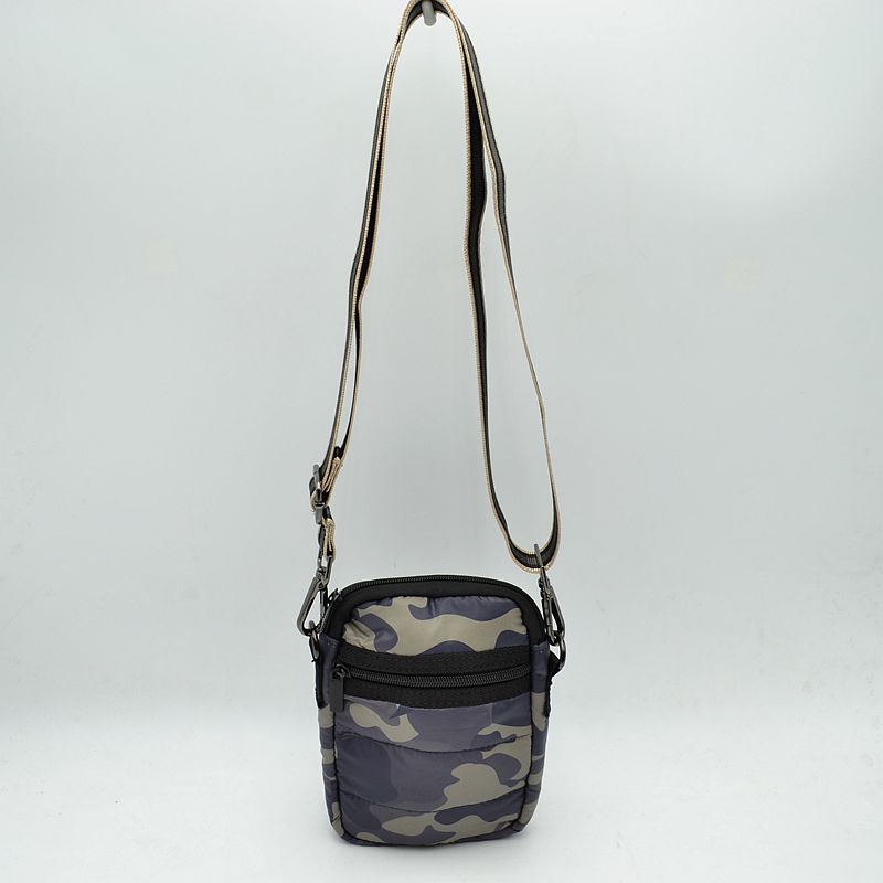 Camouflage Puffer Crossbody Bag Mini Utility Shoulder Bag with Adjustable Strap