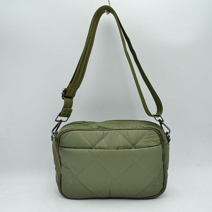 Quilted Puffer Crossbody Bag with Adjustable Webbing Strap