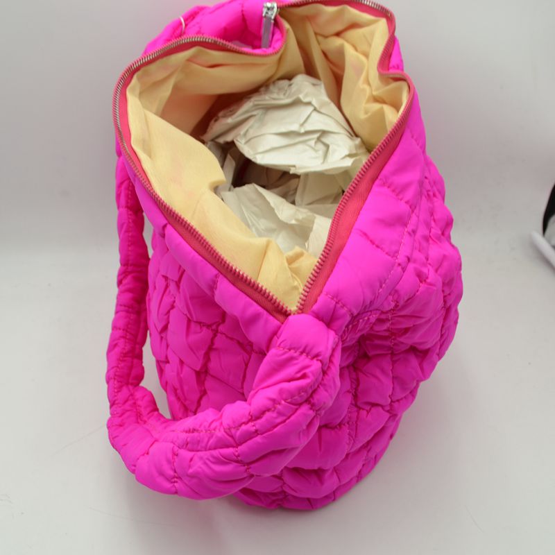 Quilted Puffer Hobo Shoulder Bag with Matching Padded Strap