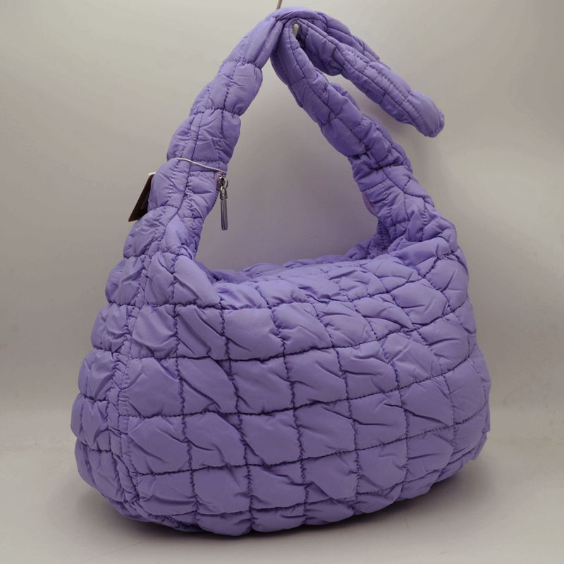 Quilted Puffer Hobo Shoulder Bag with Matching Padded Strap