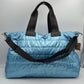 Horizontal Puffer Quilted Weekender Travel Duffel Bag with Shoulder Strap