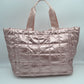 Grid Quilted Puffer Weekender Travel Duffel Bag with Exterior Zipper Pockets