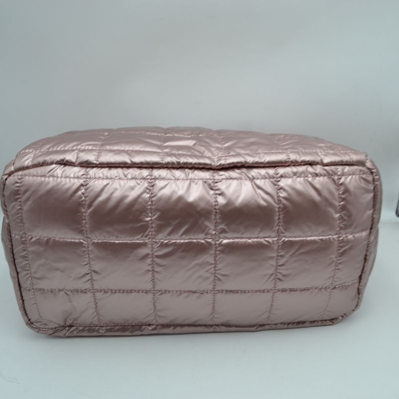 Grid Quilted Puffer Weekender Travel Duffel Bag with Exterior Zipper Pockets