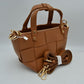 Wide Woven Basket Square Top-Handle Mini Tote Bag with Crossbody Strap