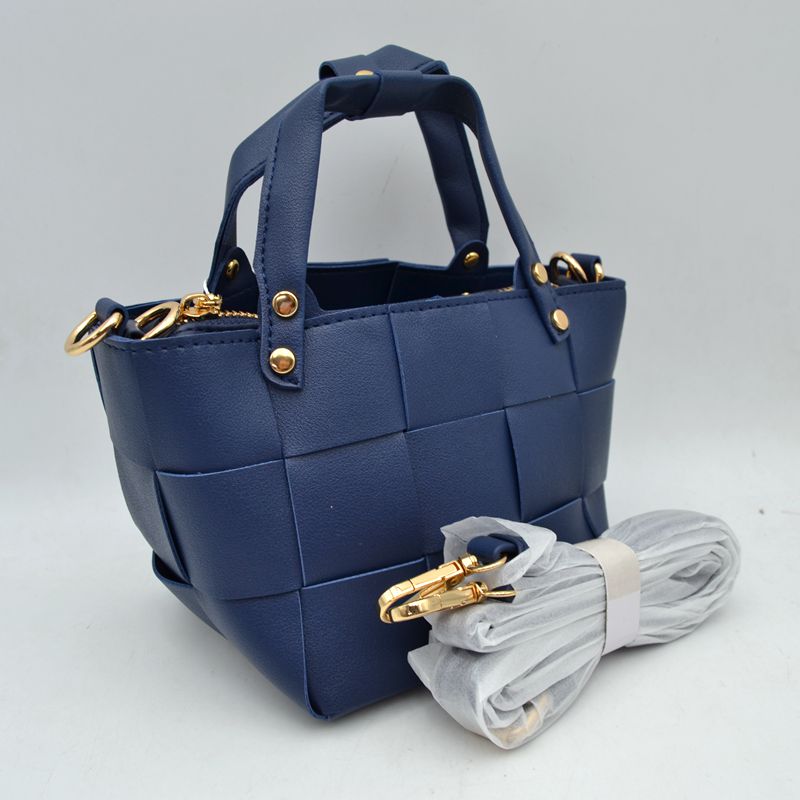Wide Woven Basket Square Top-Handle Mini Tote Bag with Crossbody Strap