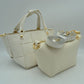 Wide Woven Basket Square Top-Handle Mini Tote Bag with Crossbody Strap