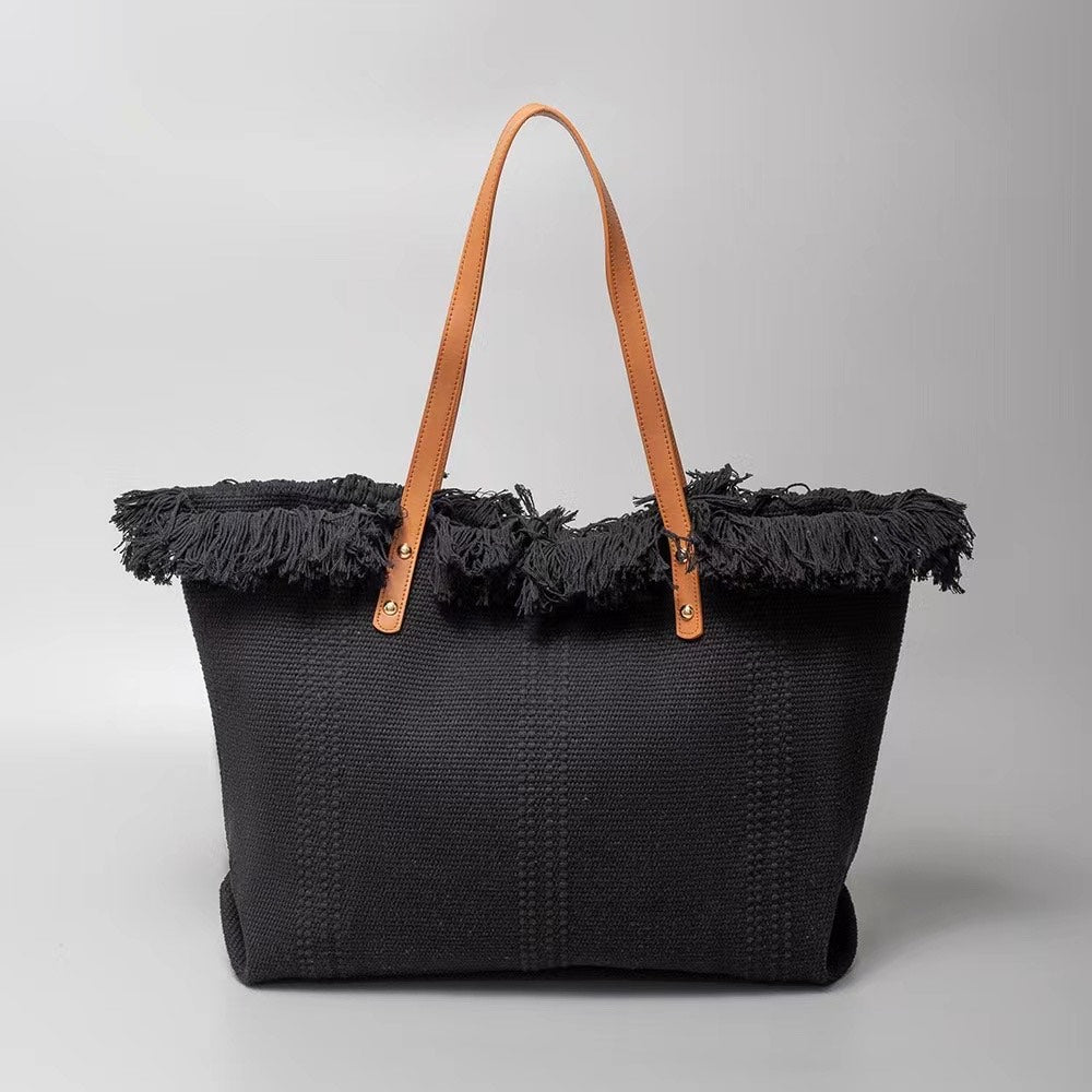 Classic Trapeze Tote Bag with Dual Handles and Ring Detail
