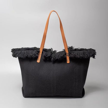 Classic Trapeze Tote Bag with Dual Handles and Ring Detail