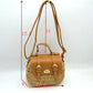 Woven Straw Satchel Bag with Faux Leather Flap and Double Buckle Accent