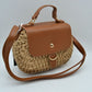 Chic Straw Woven Saddle Bag with Flap & Crossbody Strap
