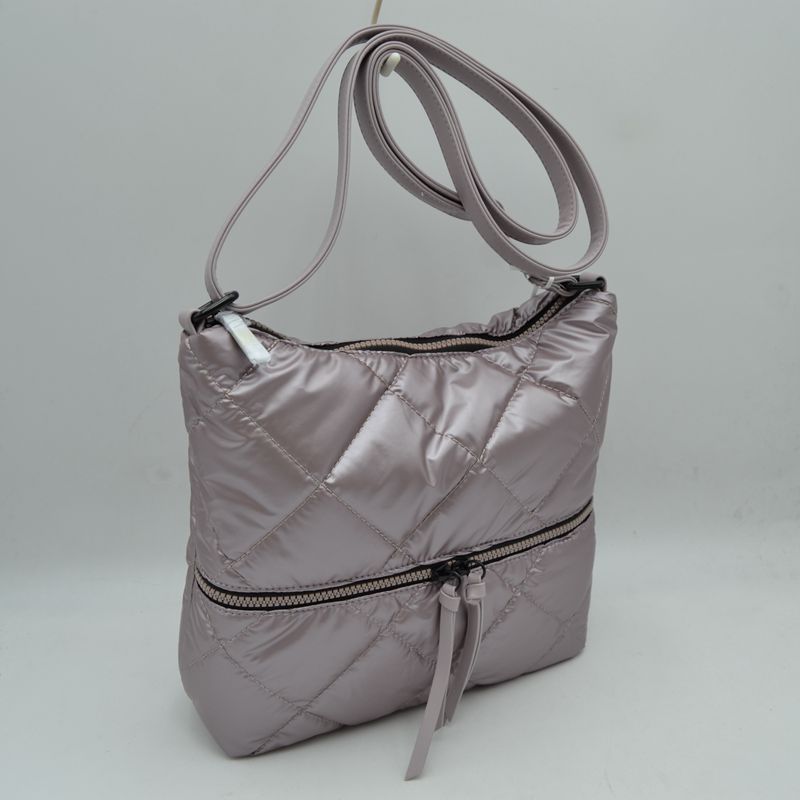 Quilted Crossbody Shoulder Bag with Front Zip Pocket and Adjustable Strap