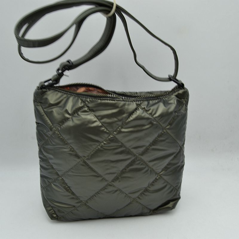 Quilted Crossbody Shoulder Bag with Front Zip Pocket and Adjustable Strap