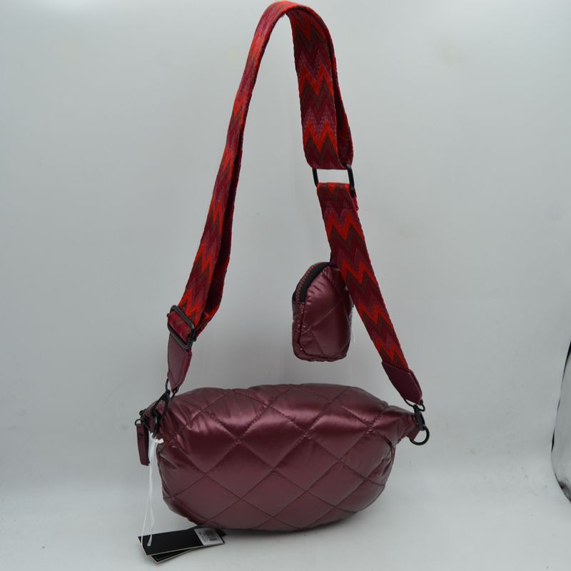 Chevron Strap Puffer Sling Bag | Crossbody Bag with Coin Pouch