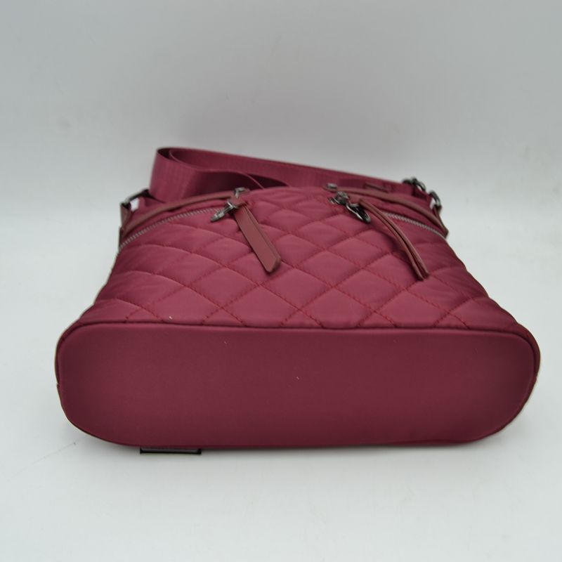 Classic Quilted Nylon Crossbody Bag with Multi-Zipper Pockets