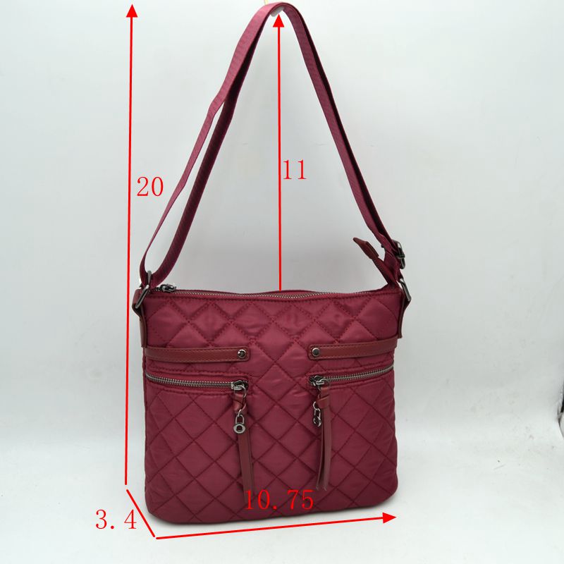 Classic Quilted Nylon Crossbody Bag with Multi-Zipper Pockets