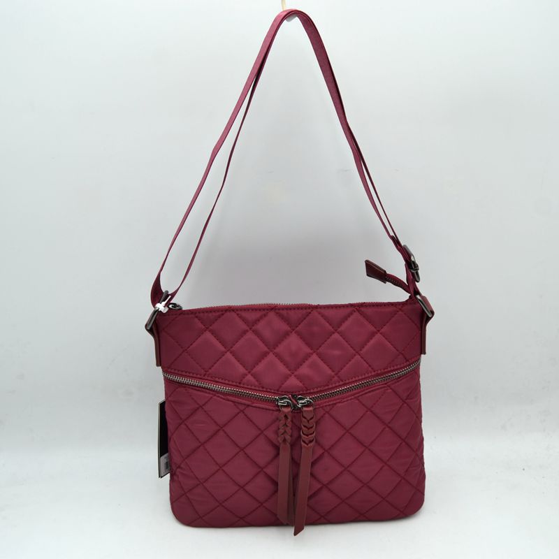 Quilted Crossbody Bag with Curved Zip and Adjustable Strap