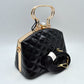 Quilted Top-Handle Handbag with Detachable Shoulder Strap